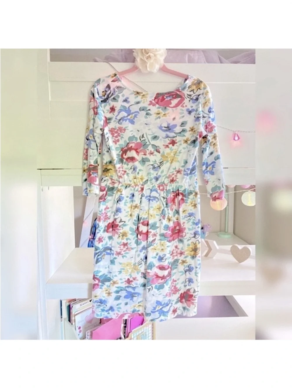 Old Navy Pink Floral Dresses with Blue and White Blooms